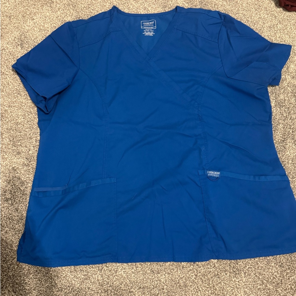 Cherokee Revolution Blue Scrub Top